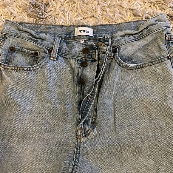 Pistola Blue Straight Leg Jeans with Distressed Hem - Picture 2 of 3